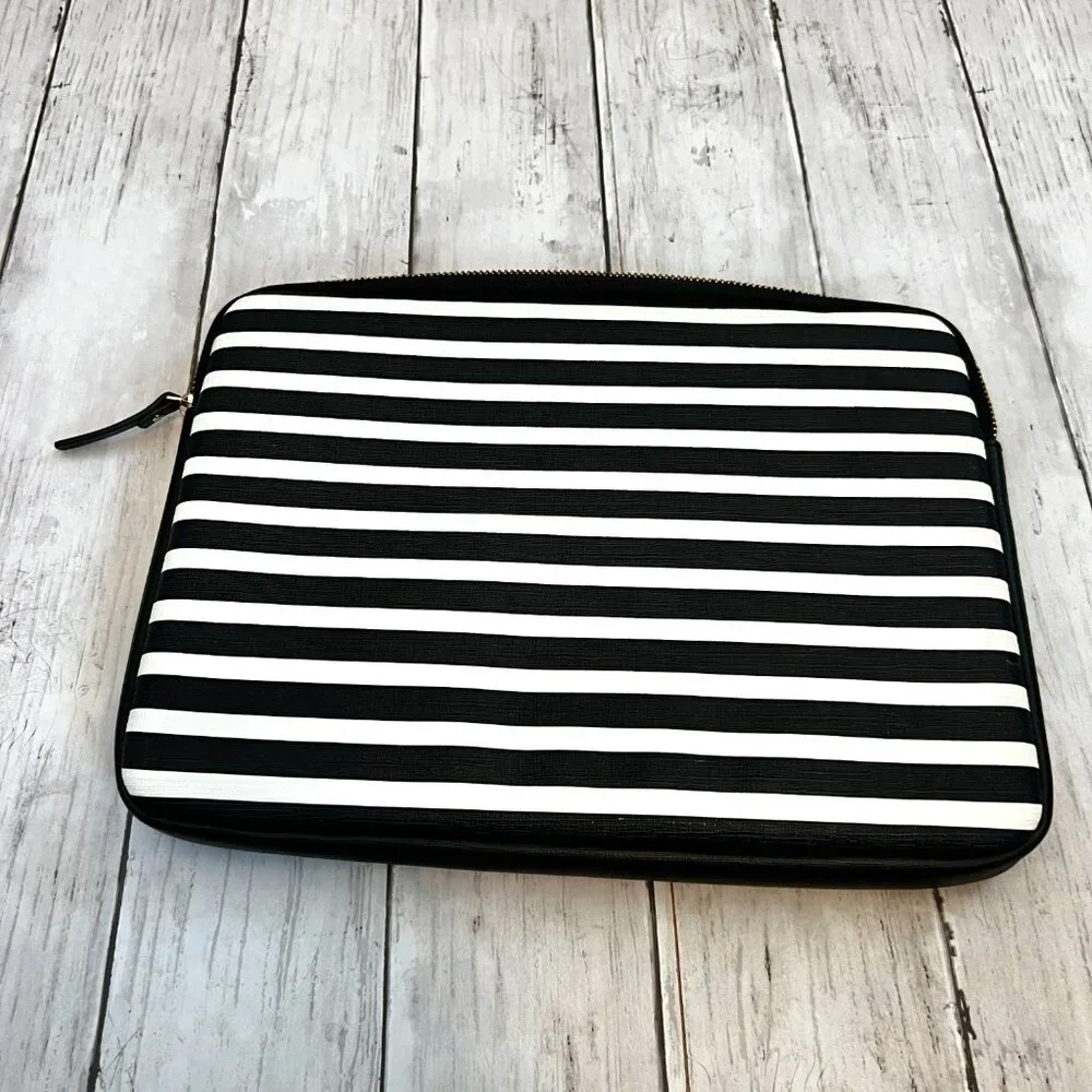 Kate Spade Saffiano Black & White Stripe Tablet Laptop Case